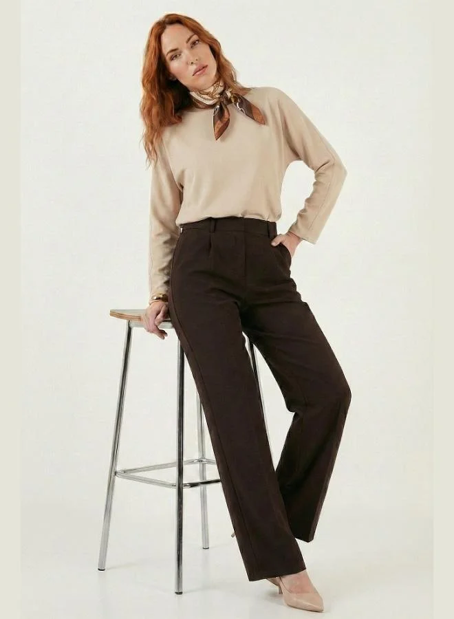 ليلا بنطلون نسائي ليلا بقصة مستقيمة وخصر مرتفع